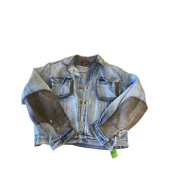 Progressions XL Denim Jacket With Leather Sleeves - Picture 1 of 4
